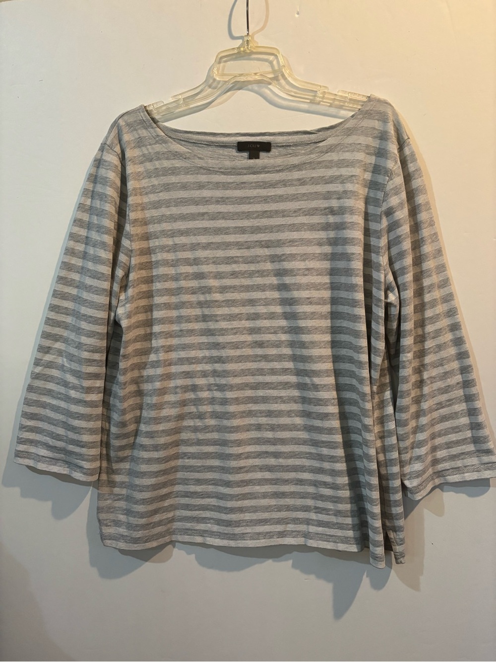 J. Crew Light Gray & White Striped Boatneck Tunic